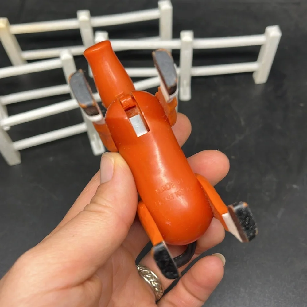 Vintage Fisher Price Orange Horse and White Fence